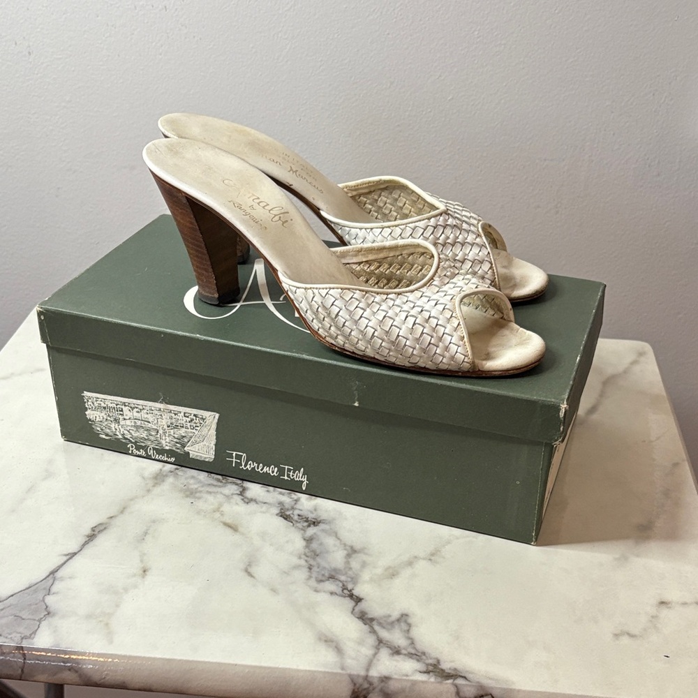 Amalfi Ivory Woven Peep-Toe Heels